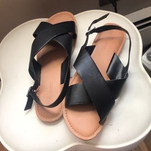 Sling back wide fit sandals.